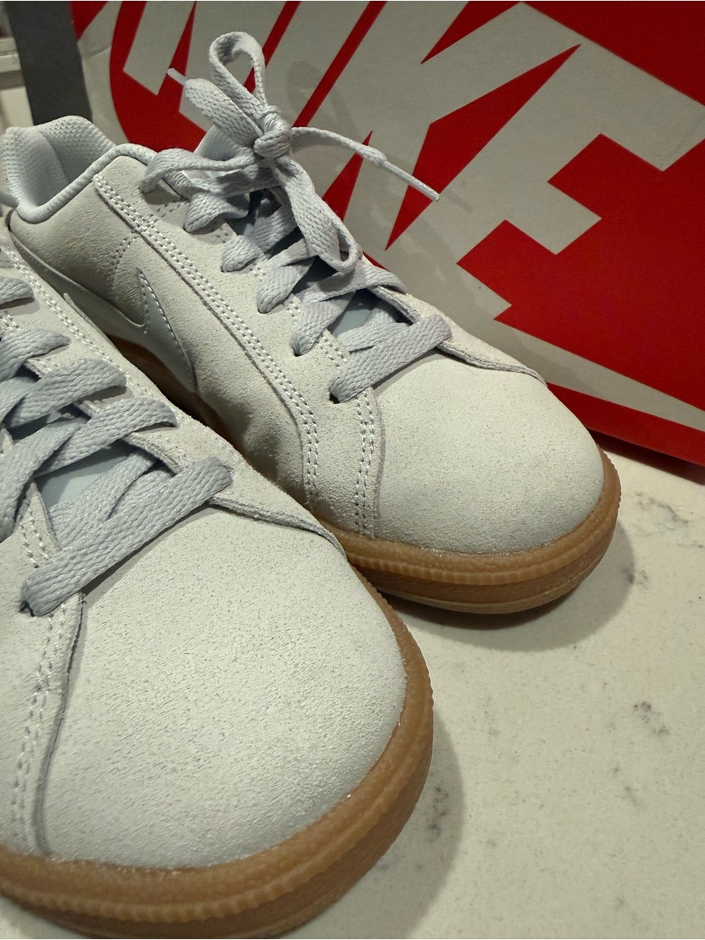 Nike Light Gray Suede Sneakers with Gum Sole - Picture 3 of 10